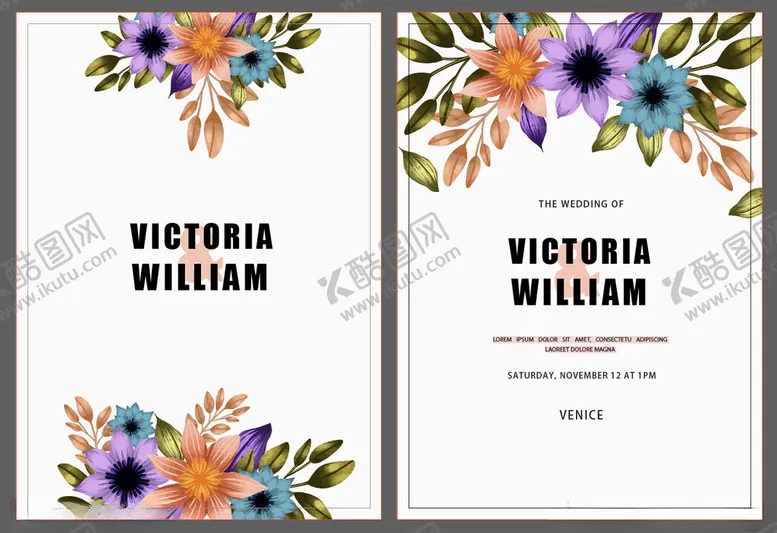 编号：71087110152332348693【酷图网】源文件下载-花卉婚礼请柬设计