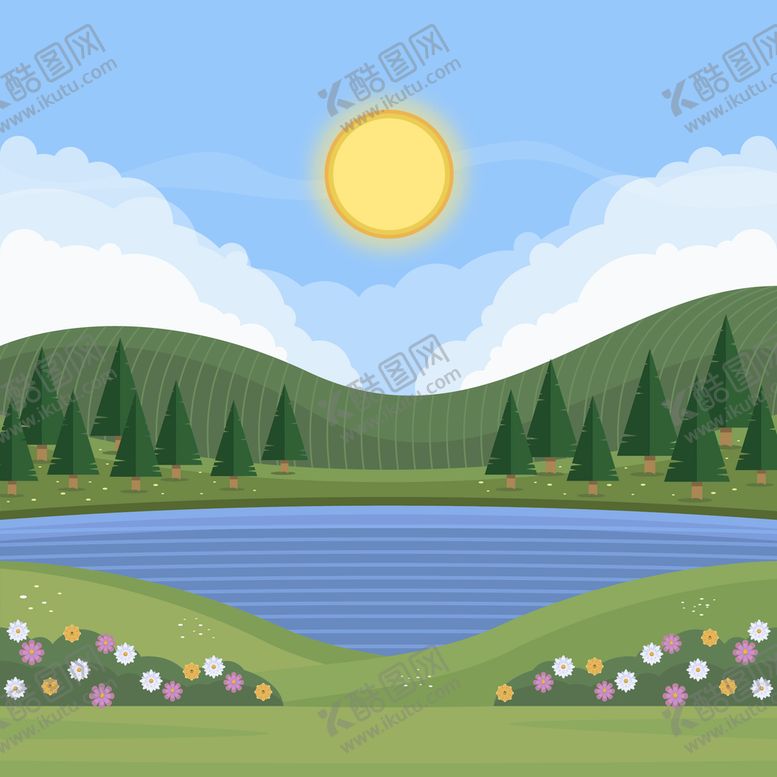 矢量春天背景风壁纸清新风地形大自然