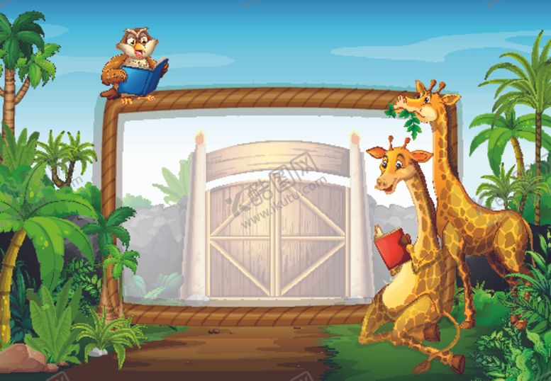 编号：18619609240707516248【酷图网】源文件下载-卡通动物和文本框