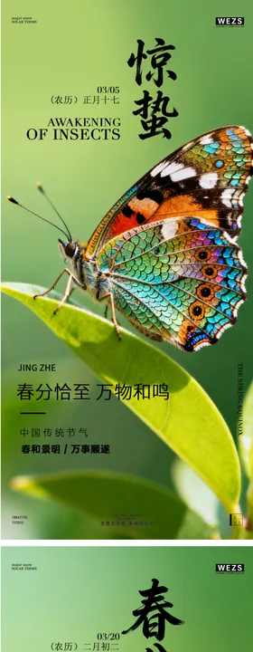 惊蛰春分春天风景海报