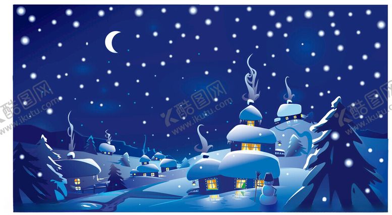 编号：41187304040236195497【酷图网】源文件下载-梦幻雪夜中的童话小屋