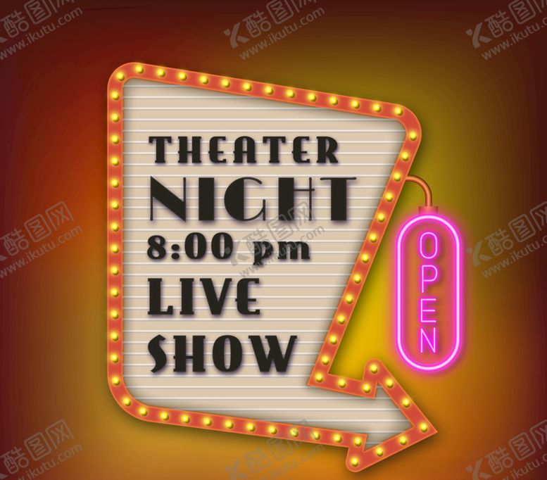 编号：66904910070633028237【酷图网】源文件下载-剧院表演招牌霓虹灯