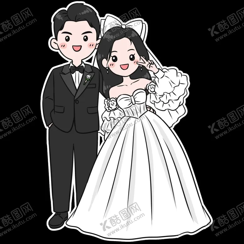 编号：24558701220514345617【酷图网】源文件下载-婚礼卡通人物