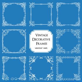 蓝色矢量框架图案集合