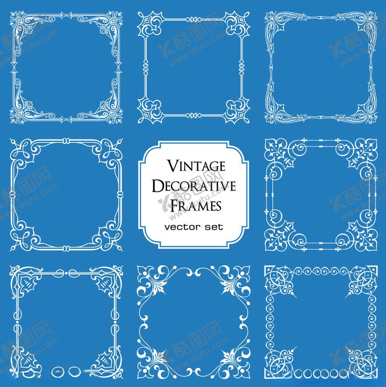 编号：53925711181832572056【酷图网】源文件下载-蓝色矢量框架图案集合