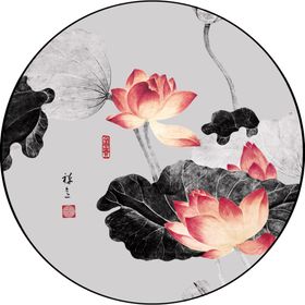 新中式水墨荷花床头装饰画