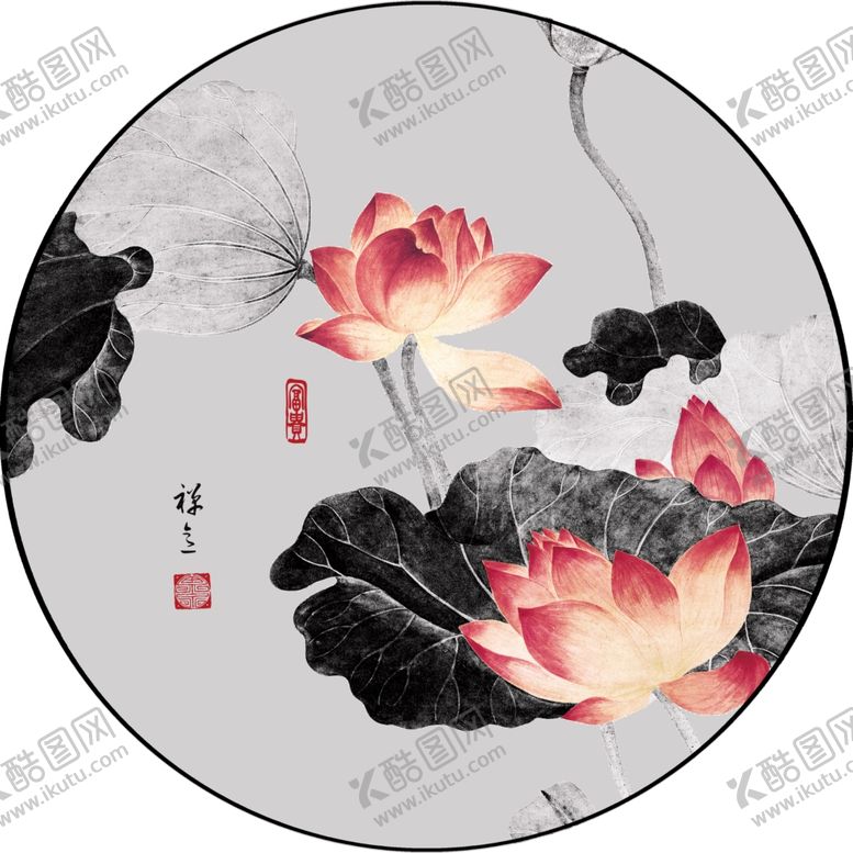 编号：53894707040047483488【酷图网】源文件下载-新中式水墨荷花图片装饰画
