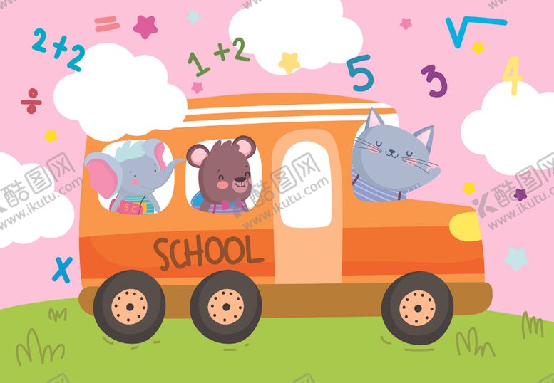 编号：77749209222352058935【酷图网】源文件下载-手绘动物开学