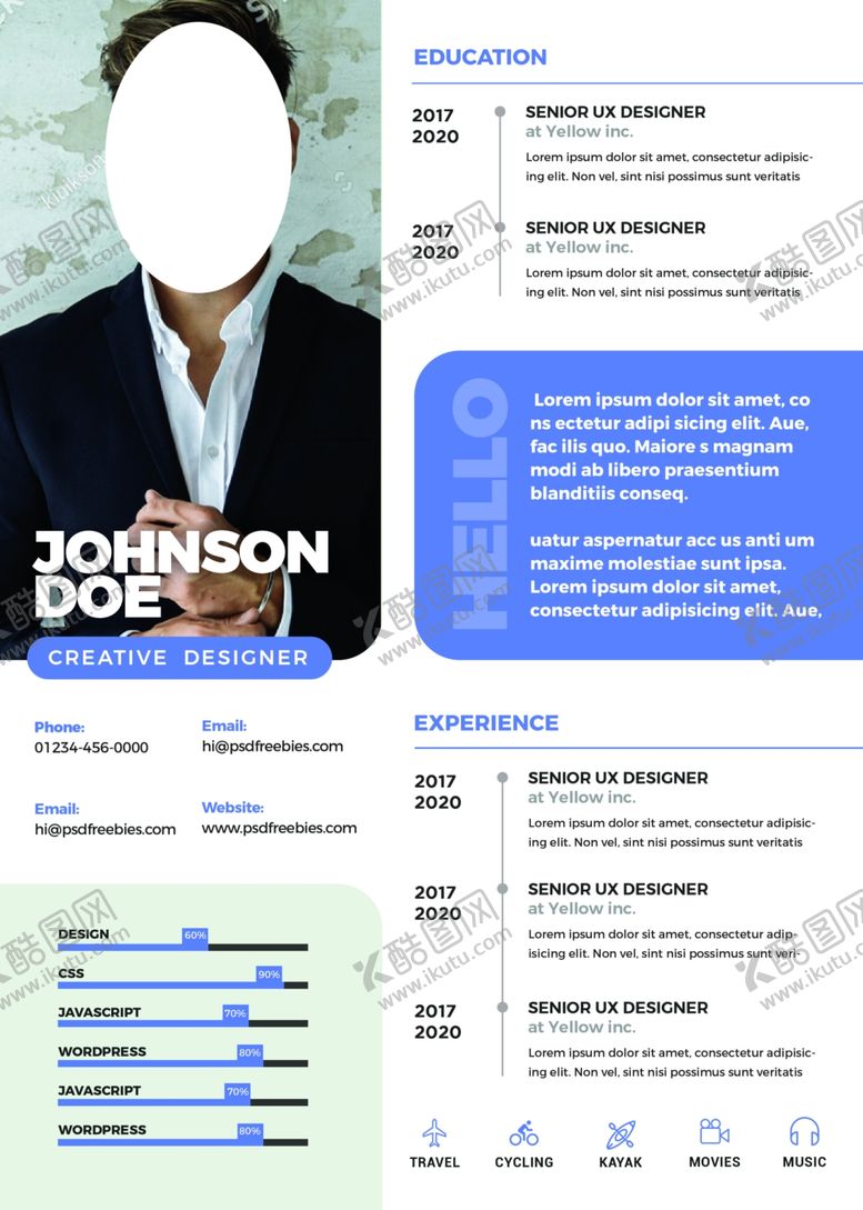 编号：44093309151203145040【酷图网】源文件下载-专业简历PSD