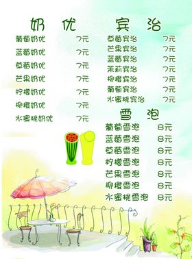 奶茶菜单