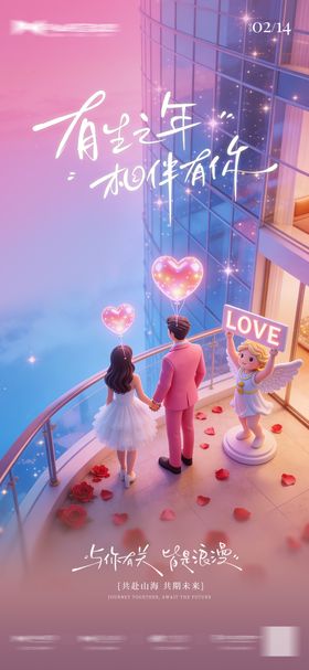 酒店地产情人节海报