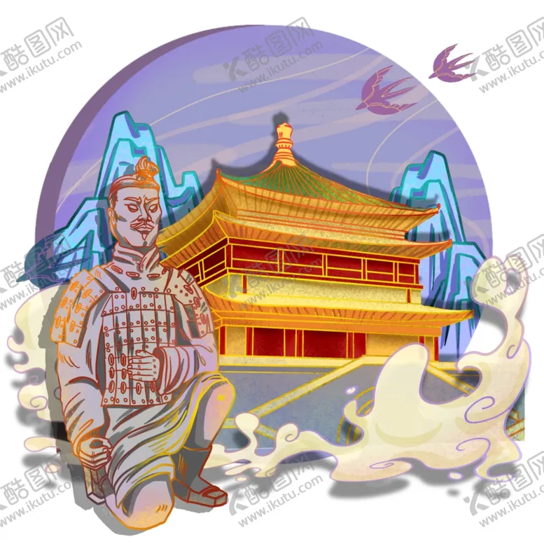 编号：95789802030527422082【酷图网】源文件下载-西安钟楼兵马俑
