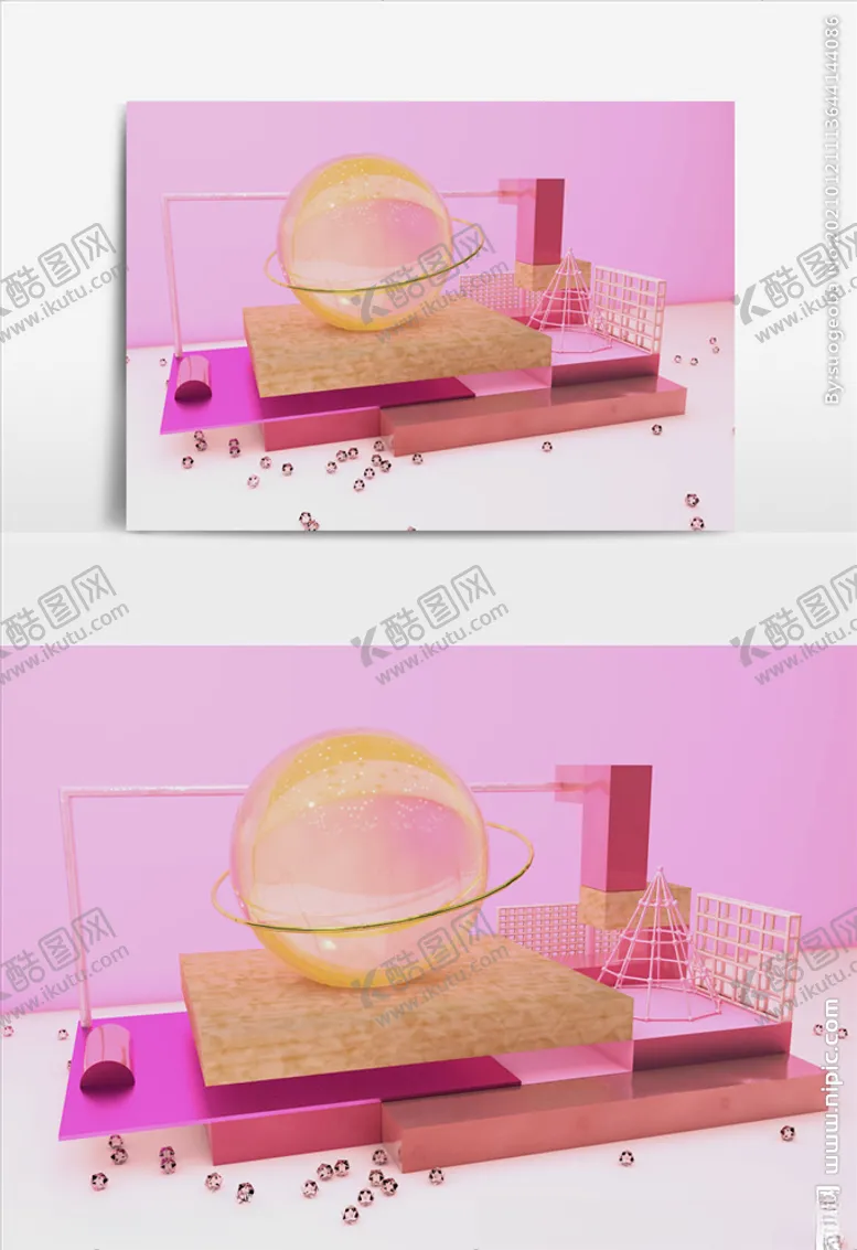 编号：55995003230533301100【酷图网】源文件下载-c4d模型创意清新电商展台电商
