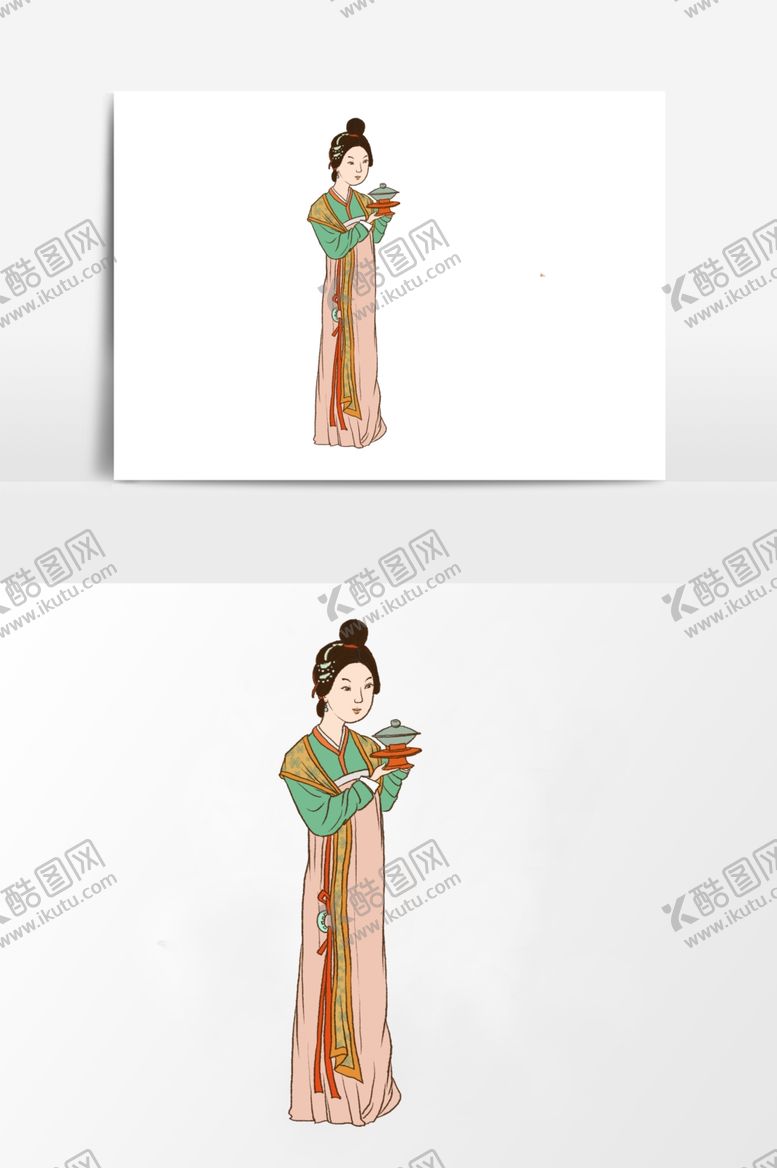 编号：97353010081700212616【酷图网】源文件下载-淡彩国画人物