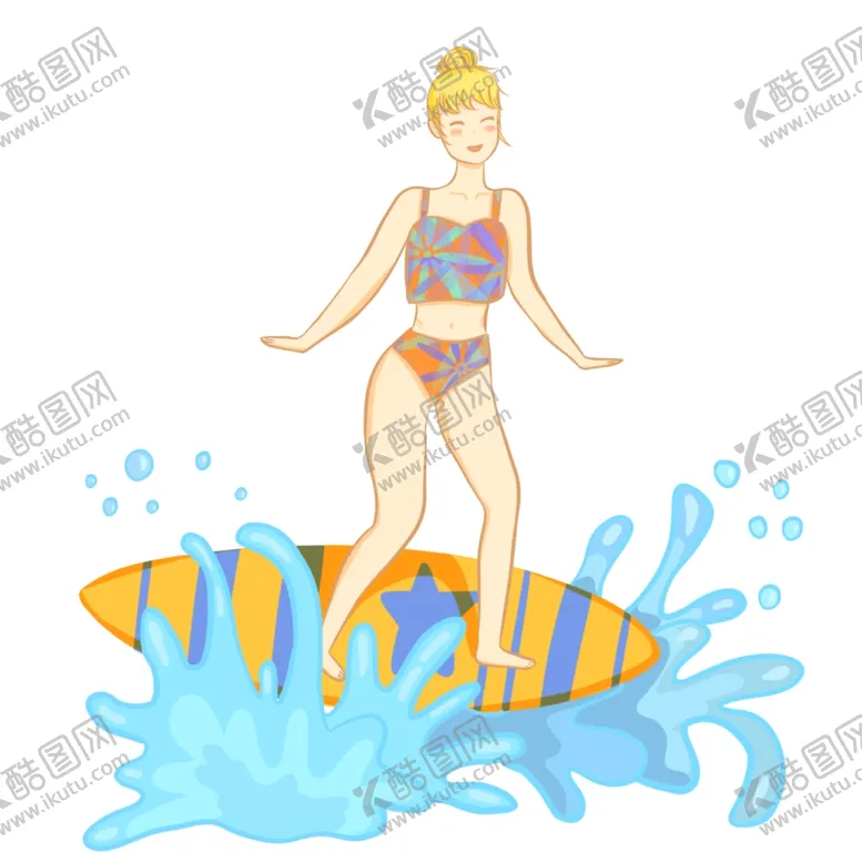 编号：25452403161412556029【酷图网】源文件下载-度假卡通旅游冲浪美女元素png