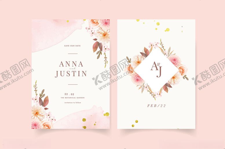 编号：19475004151610589580【酷图网】源文件下载-花卉婚礼请柬设计模板