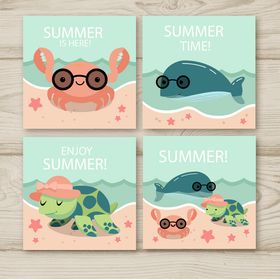 夏日海洋动物插画组图