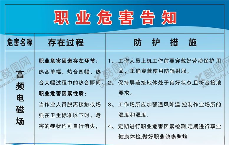 编号：43463110171000556564【酷图网】源文件下载-职业危害告知