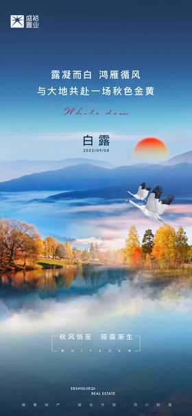 白露节气海报意境二十四质感中式