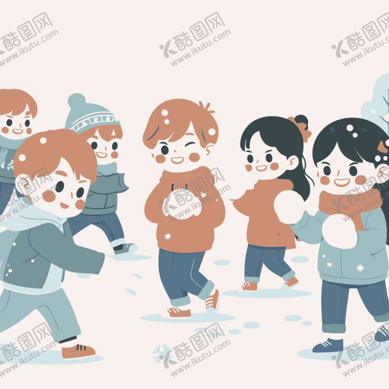 编号：96298912030801575031【酷图网】源文件下载-打雪仗扁平插画