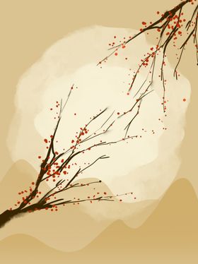 中国风背景板山水画素材古展板