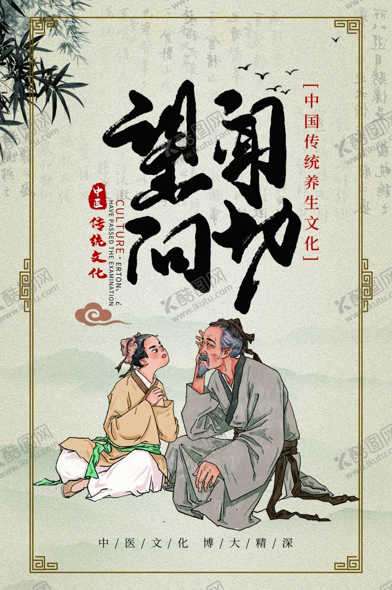 编号：98820005040529371249【酷图网】源文件下载-望闻问切中医复古宣传海报素材