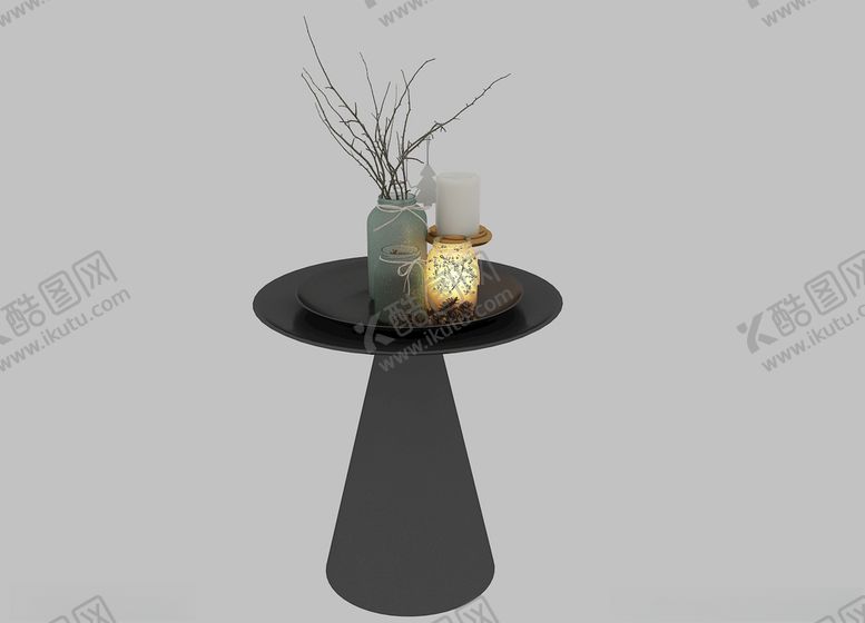编号：97596005101341275297【酷图网】源文件下载-圆桌花瓶3d模型