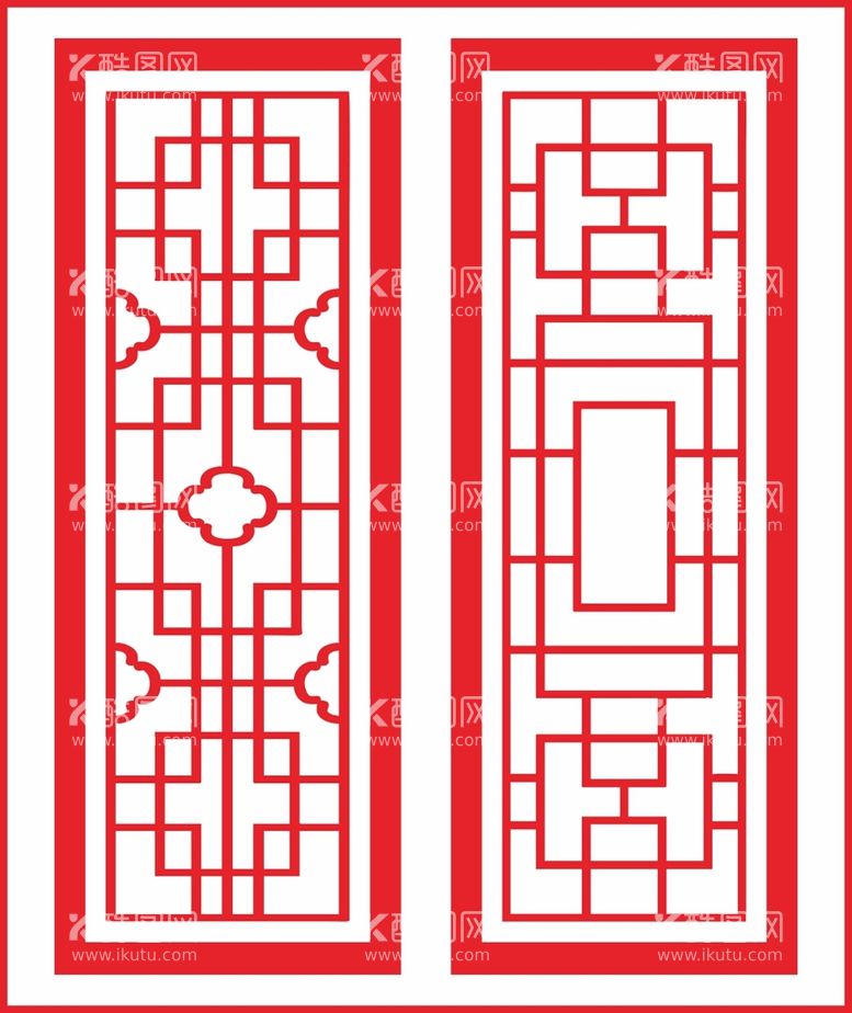 编号：17804710190557559239【酷图网】源文件下载-中式屏风花纹矢量图