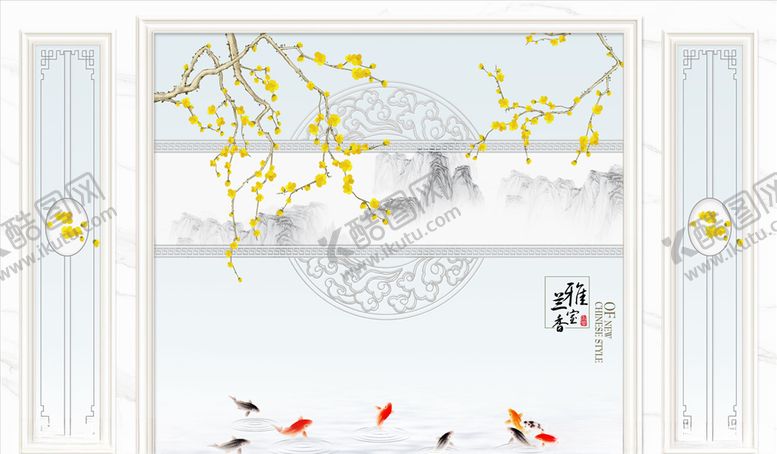 编号：32149505061128096767【酷图网】源文件下载-花鸟画背景墙