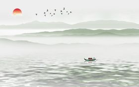 新中式水墨山水背景
