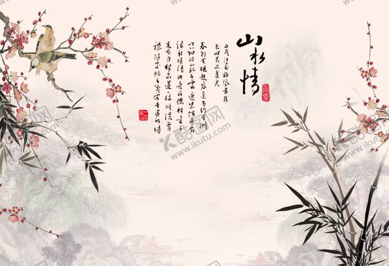 编号：87653006251612515957【酷图网】源文件下载-工笔花鸟背景墙装饰画