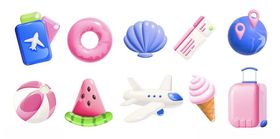 夏日海滩度假物品集合