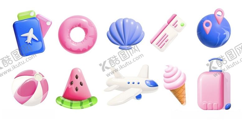 编号：55810312221609508844【酷图网】源文件下载-夏日海滩度假物品集合