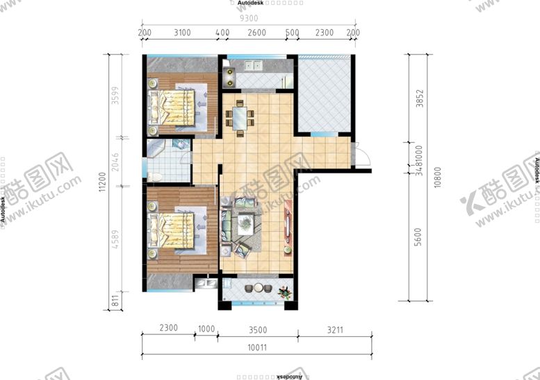 编号：40217209290537347450【酷图网】源文件下载-装修户型平面图