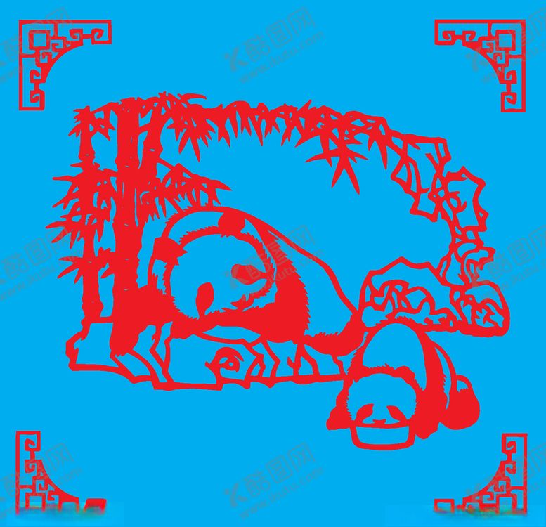 编号：16768409271447312789【酷图网】源文件下载-熊猫剪纸