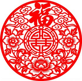 传统福字剪纸图案