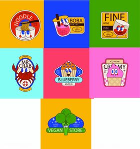 趣味卡通形象贴纸LOGO标志