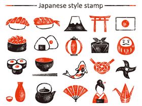 日式风格印章与传统元素