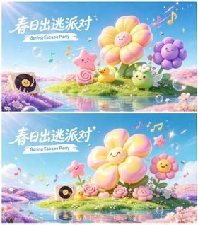 春日出逃派对背景板