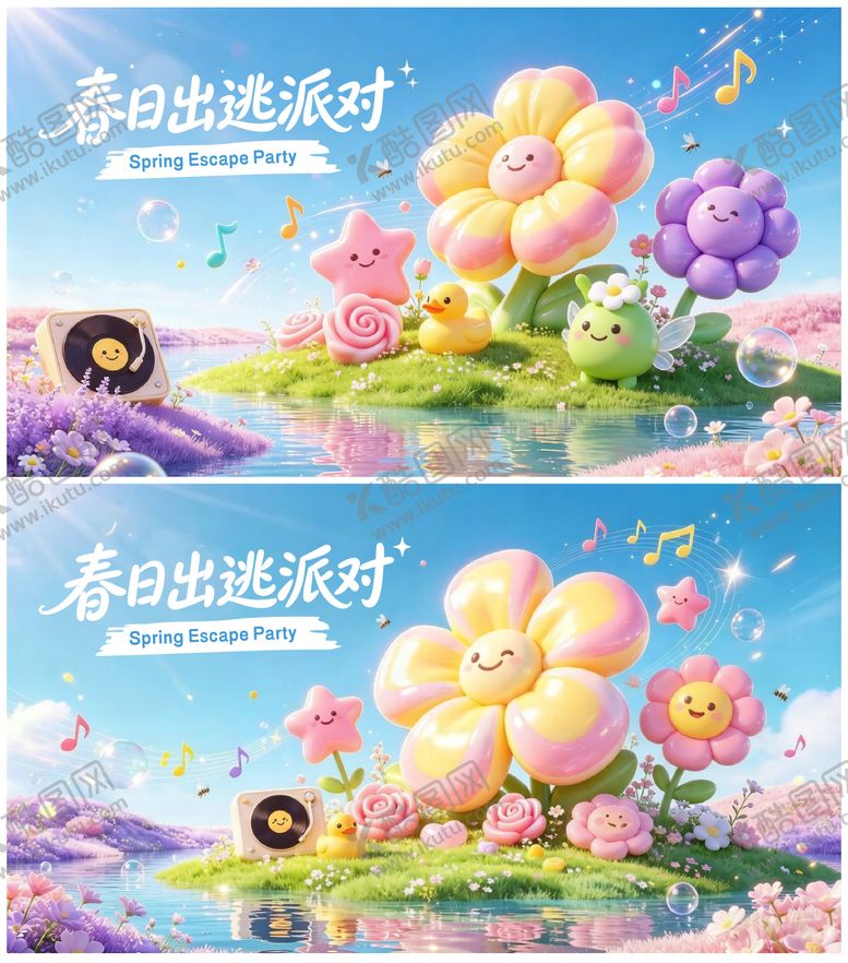 编号：46057004201413415690【酷图网】源文件下载-春日出逃派对背景板