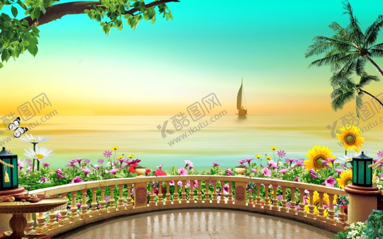 编号：92521709291536235749【酷图网】源文件下载-美丽大海风景电视背景墙