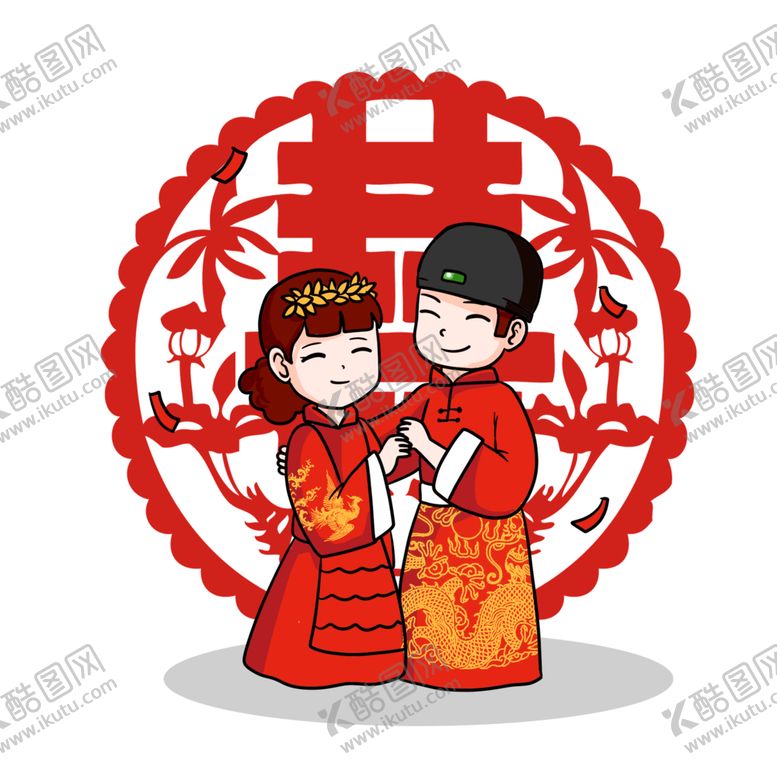 编号：54063505150319105554【酷图网】源文件下载-卡通新郎新娘PNG免扣素材