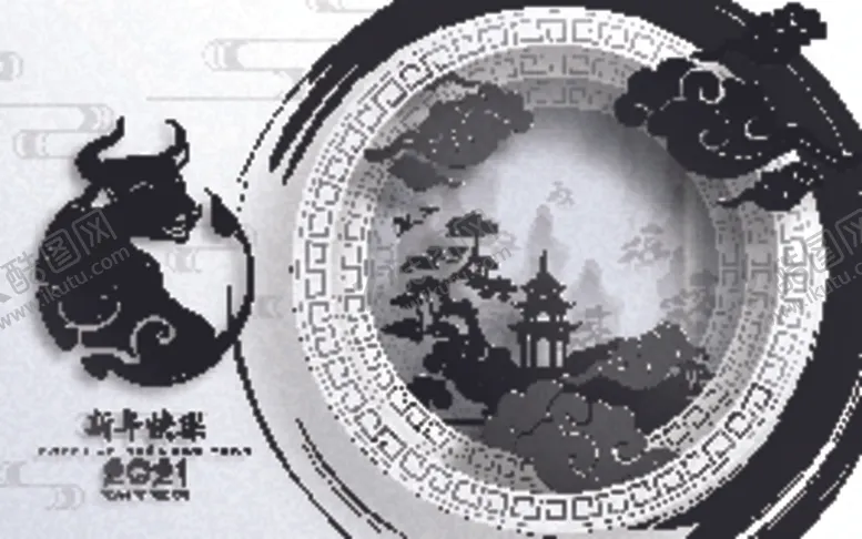编号：70223307011404044678【酷图网】源文件下载-牛新年展板背景