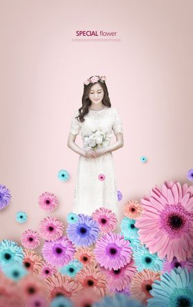 婚纱写真浪漫鲜花主题背景模板