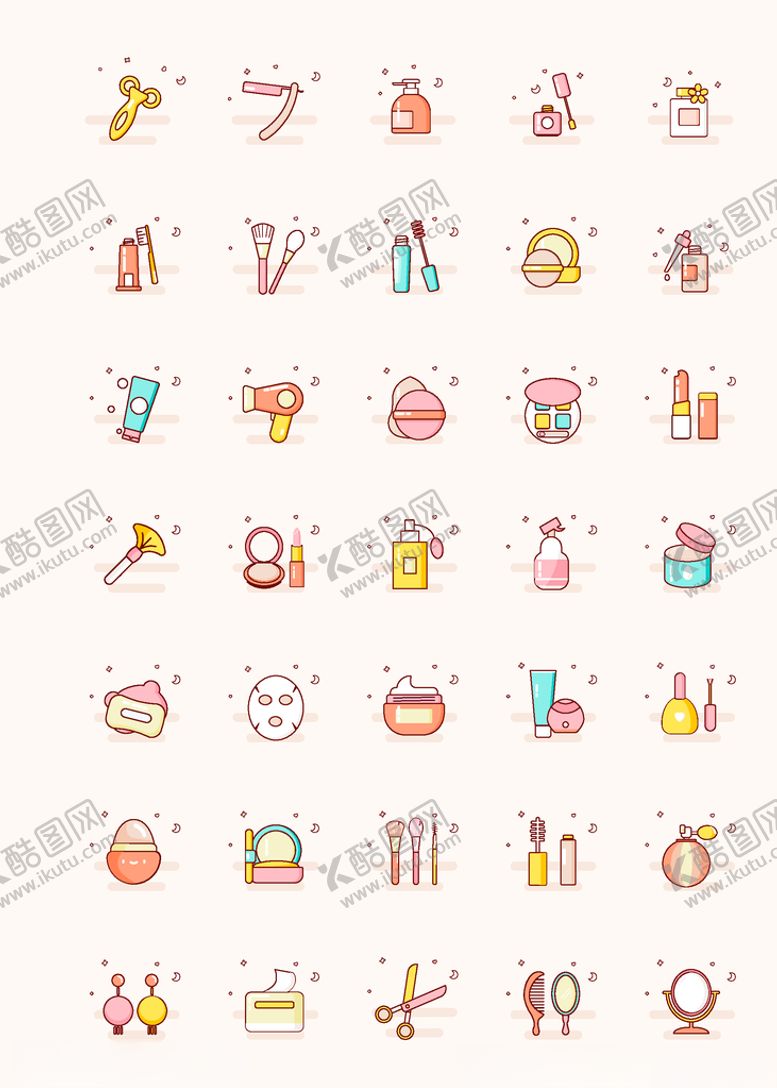 编号：26557709302149014472【酷图网】源文件下载-小清新彩妆icon图标