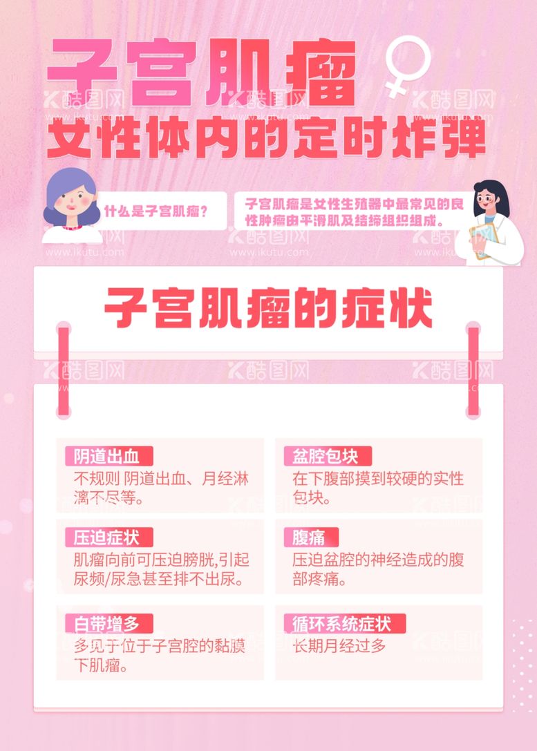 编号：88271912221339565035【酷图网】源文件下载-妇科子宫肌瘤健康科普海报