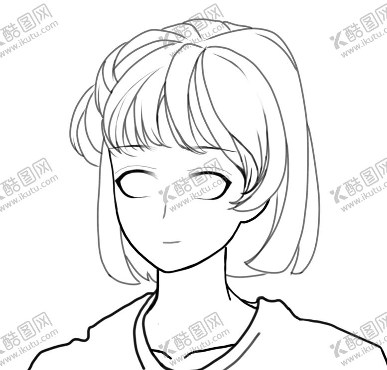 编号：83029407081639396531【酷图网】源文件下载-少女头像线稿
