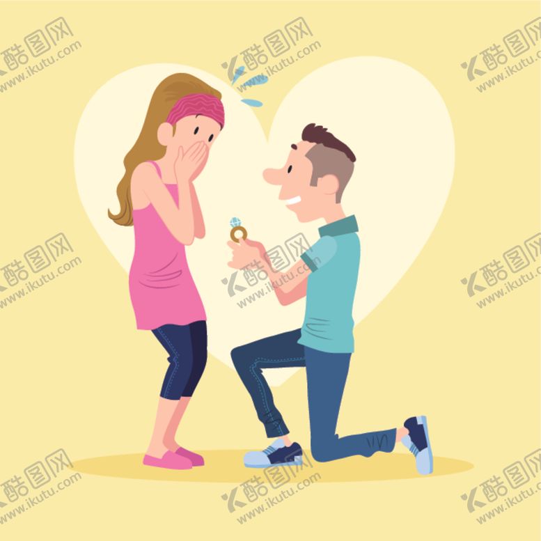 编号：16660104260848021757【酷图网】源文件下载-卡通人物求婚