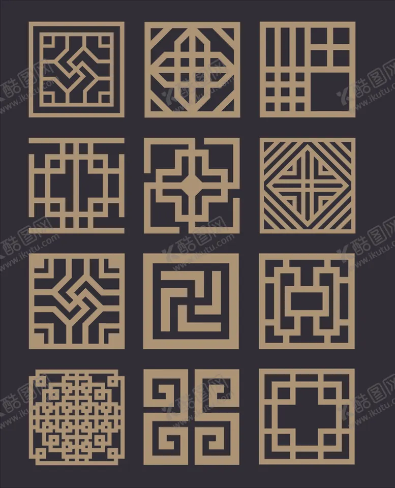 编号：75651101250307074929【酷图网】源文件下载-金色古典图案装饰花纹