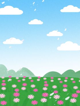 卡通花草背景